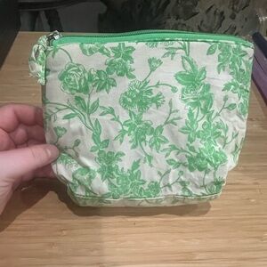 Floral Green and White Pouch